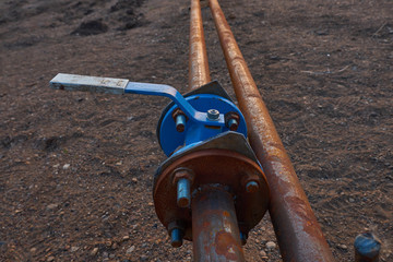 rotary valve, blue valve on the pipe line