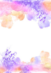 Watercolor illustration. background with vintage floral pattern - grass, wild plants of blue color. Watercolor card, postcard, invitation. watercolor natural, organic, bio, eco label. Modern art. 