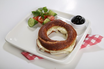 simit called turkish baked street food cuisine bagel