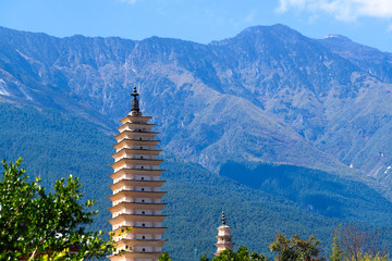 The Three Pagodas (San Ta Si), dating back to the Tang period (618-907 AD), China, Dali, Yunnan,...