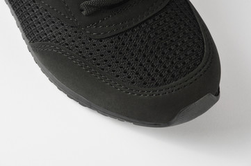 Close up black sneakers detail