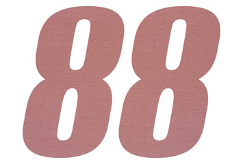 Number 88 with terracotta colored fabric texture on white background