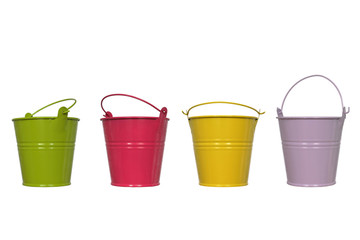 pattern from multi-colored buckets. multi-colored paint