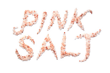 Pink salt pile from Bolivian isolated on white background