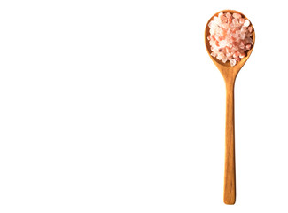 Spoon of Pink salt from Bolivian isolated on white background