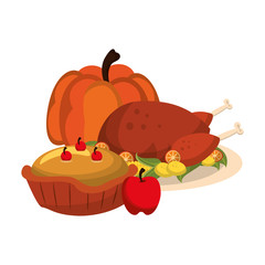 Thanksgiving day food cartoons isolated