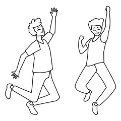 happy young men celebrating characters