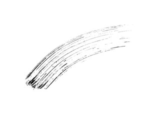 Mascara eyelashes brush stroke makeup isolated on white background. Vector black hand drawn lash scribble swatch.
