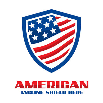 American flag shield logo