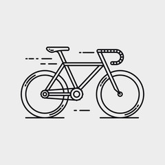 Sport Race Track Bicycle Bike Ride. Flat Vector Line Stroke Illustration. 