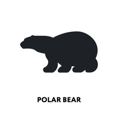Polar Bear Arctic Animal North Pole Silhouette Vector Flat Icon.