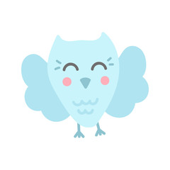 Isolated blue smiling owl .