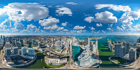 Downtown Miami 360 aerial panorama - obrazy, fototapety, plakaty