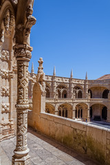 Lisbon, Portugal. Cloister of the Jeronimos Monastery or Abbey aka Santa Maria de Belem monastery. UNESCO World Heritage. Manuelino or Manueline