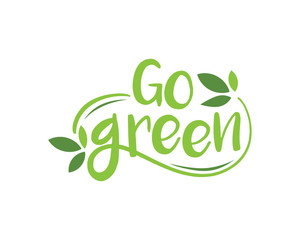 Fototapeta premium Modern Go Green Environment Label Logo Illustration In Isolated White Background