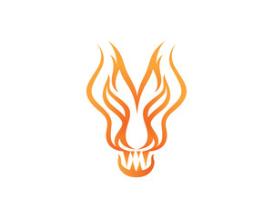 Modern Flaming Dragon Face Logo Illustration In Isolated White Background