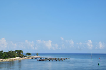 Fototapeta na wymiar Falmouth, Jamaica, blue sky and sea background