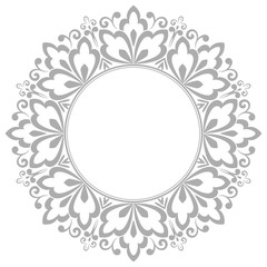 Decorative frame Elegant vector element for design in Eastern style, place for text. Floral grey border. Lace illustration for invitations and greeting cards