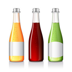 Lemonade, alcoholic drink, juice in a glass bottle with labels mock up. Isolated on white background