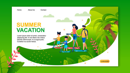 Obraz premium Summer Vacation with Eco Transport Landing Page