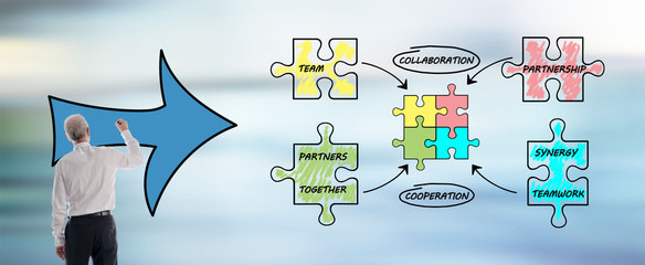 Partnership concept drawn by a man
