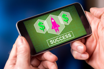 Success concept on a smartphone