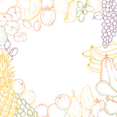 Fototapeta na wymiar Vector background with hand drawn fruits. Sketch illustration.