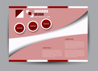 Naklejka premium Landscape wide flyer template. Billboard banner abstract background design. Business, education, presentation, advertisement concept. Red color. Vector illustration.