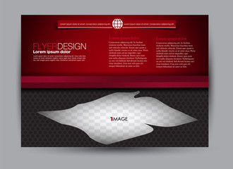 Landscape wide flyer template. Billboard banner abstract background design. Business, education, presentation, advertisement concept. Black and red color. Vector illustration.