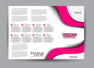 Landscape wide flyer template. Billboard banner abstract background design. Business, education, presentation, advertisement concept. Pink color. Vector illustration.