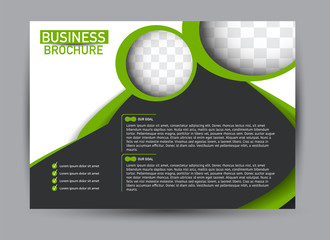 Landscape wide flyer template. Billboard banner abstract background design. Business, education, presentation, advertisement concept. Black and greenw color. Vector illustration.