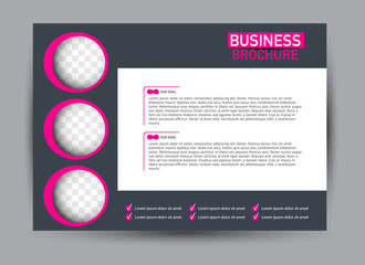 Landscape wide flyer template. Billboard banner abstract background design. Business, education, presentation, advertisement concept. Pink and grey color. Vector illustration.