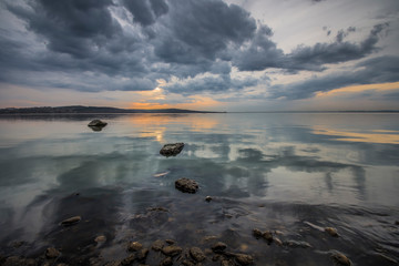 Beautiful reflections on the lake at sunset