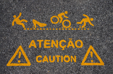 graphic sign to be careful in ground