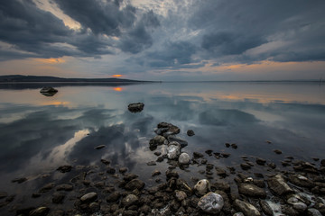 Beautiful reflections on the lake at sunset