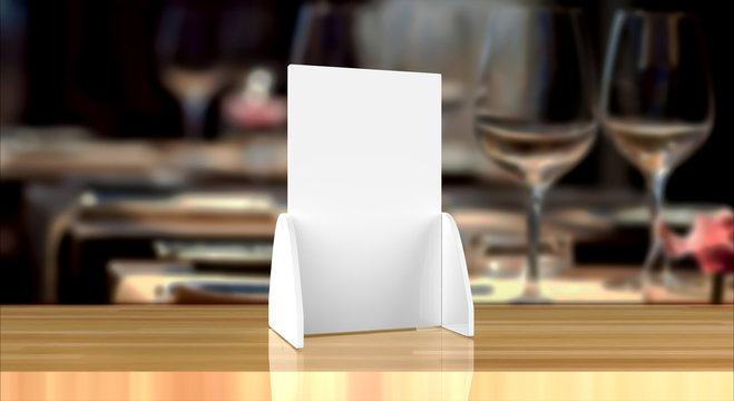 Curved Counter top Sign Holders and Poster Displays Tablet Tent Talkers Promotional Menu cards white blank Empty for mock up design and templates 3d illustration rendering