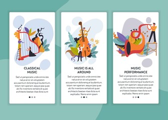 Obraz na płótnie Canvas Classical and jazz music performance web pages templates