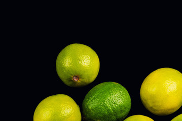 lemons on a black background