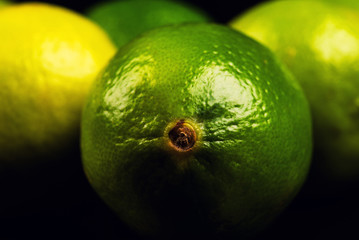 lemons on a black background