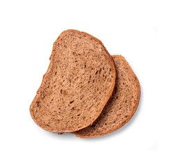 two pieces of bread on an isolated white background