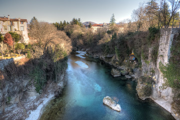 Fototapeta na wymiar From the Devil Bridge in Friuli