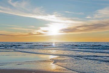 Background with sunset on the sea landscape