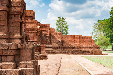 Archaeological sites built from laterite stones Dvaravati era National Historic Site Historical Park Phetchabun Province, Thailand