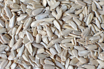 White dehulled sunflower seeds food background