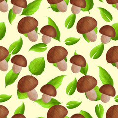 Illustration of the pattern of the mushroom forest leaves