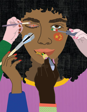 Makeup being applied as nationalities