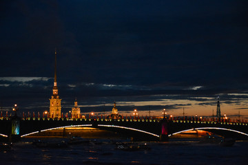 View of the Neva River in late evening