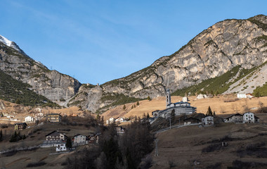 winter panoramic picture of the high Valtellina, between the Italian central Alps, village of valdidentro, sondrio, italy
