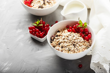 Homemade granola with currant