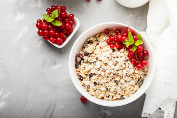 Homemade granola with currant